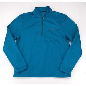 Callaway Golf Pullover Mens Medium Blue 1/4 Zip Fleece Lined Mock Neck Top